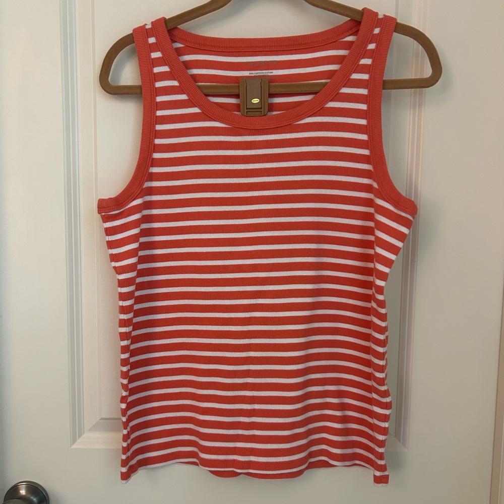 Talbots Red and White Fitted Tank Top
